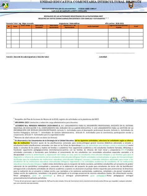 Registro De Visita Domiciliaria 2021 Pdf Multilingüismo Cognición