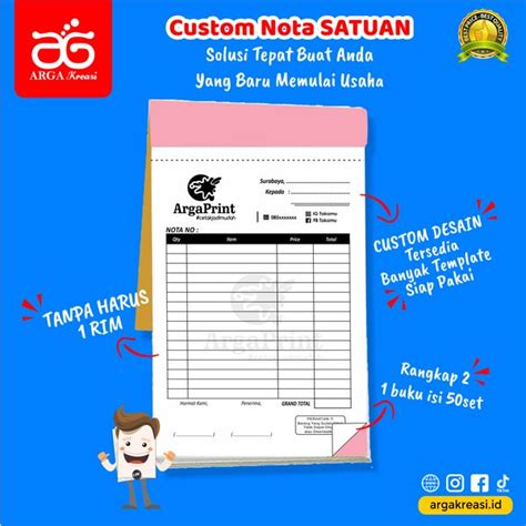 Jual Cjm Cetak Nota Satuan Custom Desain Kertas Ncr Rangkap Bon