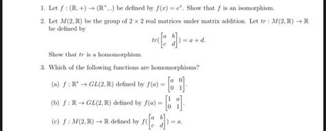 Solved 1 Let F R → R Be Defined By F X Ex Show That