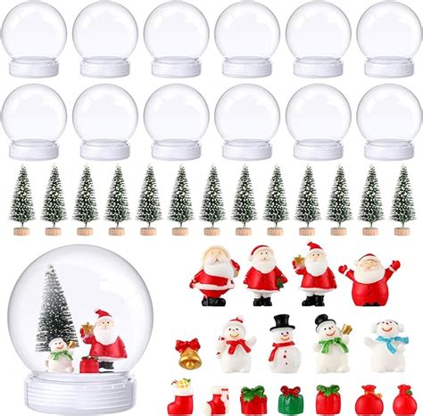 Amazon Xinnun 48 Pcs 3 9 Inch Christmas Plastic Snow Globes Kit