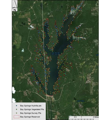 Map Of Bay Springs Reservoir Including Survey Vegetated And Hydrilla