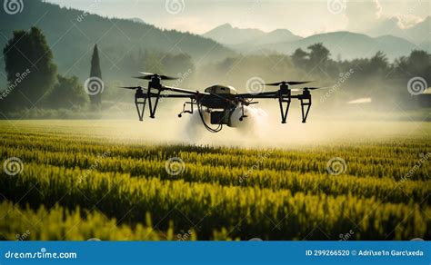 Drone Spraying Liquid Fertilizers Hormones To Nourish Crops On