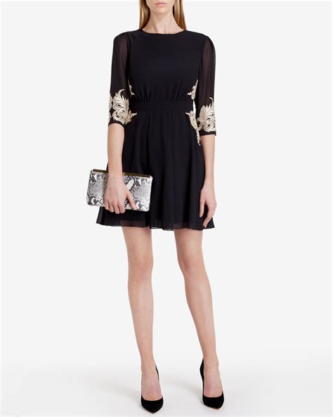 Ted Baker Embroidered Dress In Black Lyst