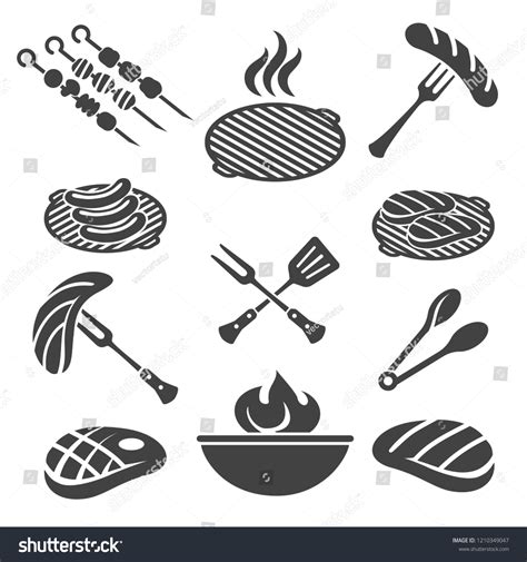 Bbq Icons Barbecue Grill Icon Set vector de stock libre de regalías