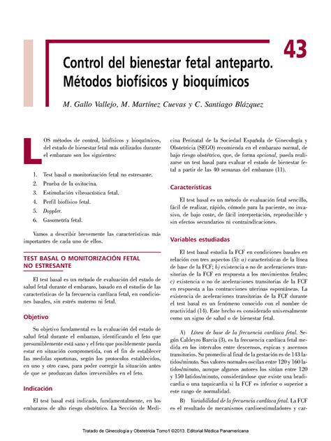 Control Del Bienestar Fetal Anteparto M Todos Biof Sicos Y Bioqu Micos