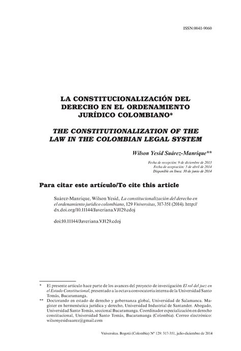 La Constitucionalizacio N Del Derecho En El Ordenamiento Juri