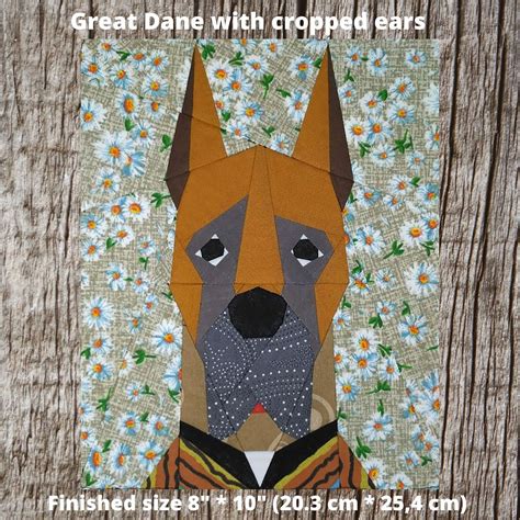 Great Dane With Cropped Ears Quilt Block Pattern 4 Versions Inspire