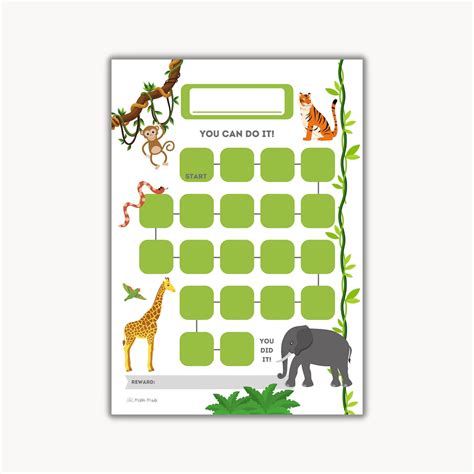 Printable Jungle Reward Chart Jungle Sticker Chart Kids Reward Chart