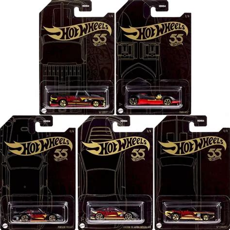 Kit C 5 Hot Wheels Black And Yellow Mix 2 55 Anos 1 64 Parcelamento Sem Juros