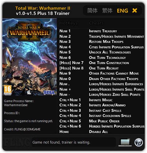 Total War: Warhammer 2 Trainer +18 v1.5 FLiNG - download pc cheat