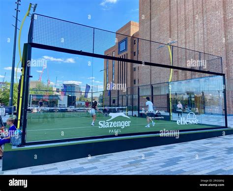 Padel Court Outside Battersea Power Station South London England Ukwith Men And Women Playing A