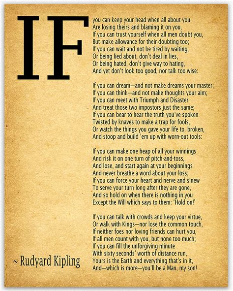 IF Poem Art Print IF Poem By Rudyard Kipling Art Print IF Poster If