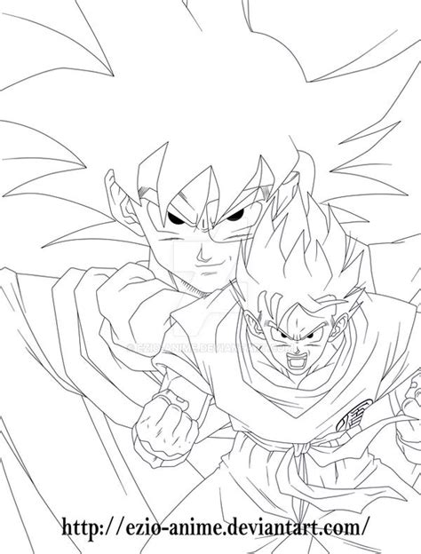 Turles And Goku Lineart By Ezio Anime On Deviantart