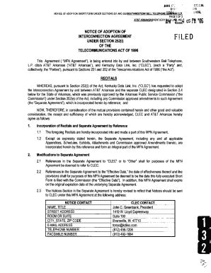 Fillable Online NOTICE OF ADOPTION SHORT FORM UNDER SECTIONS 251 AND 2