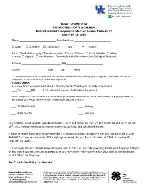 Fillable Online Registration Form H Shooting Sports Workshop