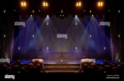 Theater lights spotlights over the stage, texture background for design ...