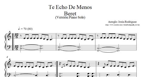 Te Echo De Menos Beret Partitura Piano Solo