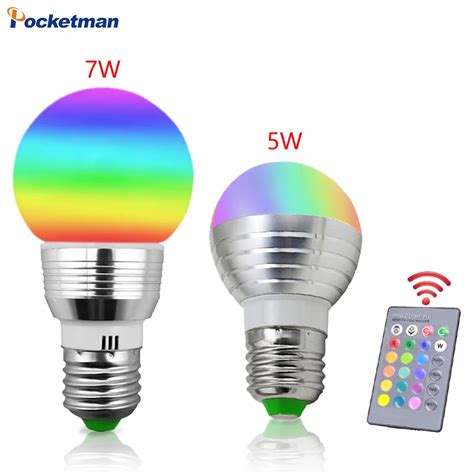 E27 RGB Dimmable LED Bulb 5W 7W 12 Colorful Changeable RGB LED