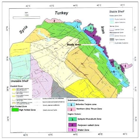 1 Tectonic Map Of Iraq Showing Location Of The Studied Area