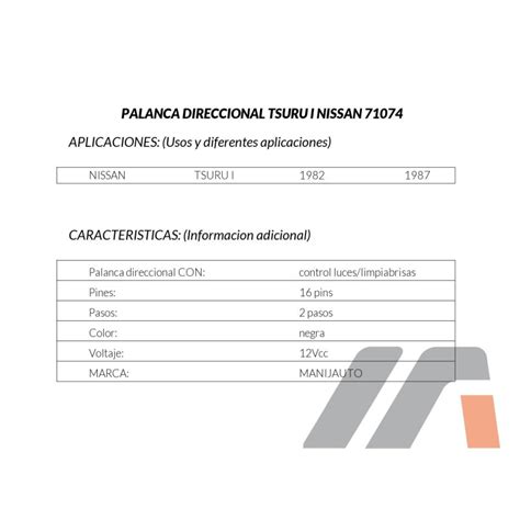 Palanca Direccional Tsuru I Nissan