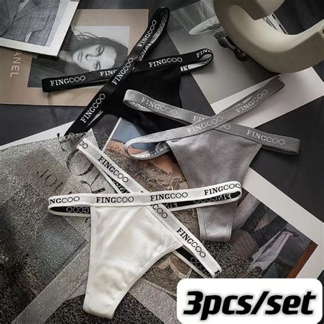 Pcs Set Women Cotton Thong Sexy Panty Woman Cross Letter Waist