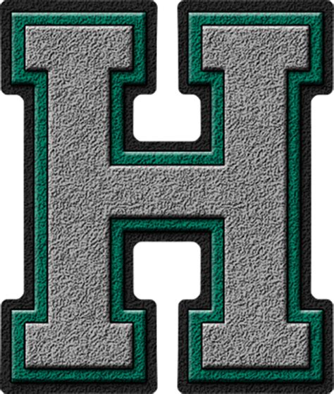 Presentation Alphabets Silver Teal Varsity Letter H