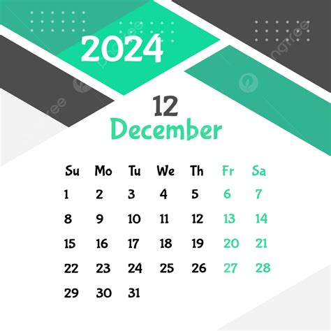 December 2024 Kalender Ontwerpsjabloon Vector December 2024 December