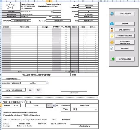 Emiss O De Pedidos Em Excel Muito Simples Cadastros R Em