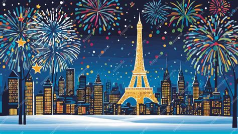 Premium Vector | Fireworks in paris