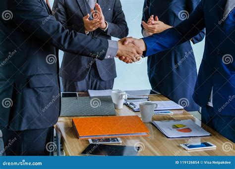 Business Handshake At Meeting Or Negotiation In The Office Stock Photo