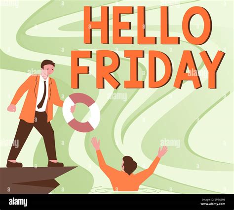 Writing Displaying Text Hello Friday Business Idea Greetings On