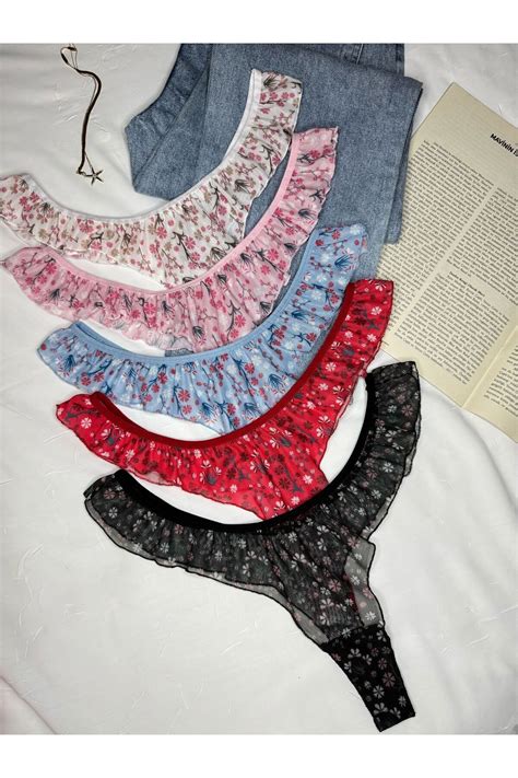 ROZENİN LINGERIE li Set Fırfırlı Çiçek Desenli Tanga Fiyatı Yorumları Trendyol