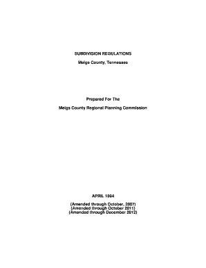 Fillable Online Meigs County Subdivision Regulations Planning