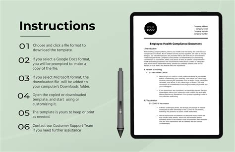 Employee Health Compliance Document HR Template in Word, PDF, Google ...
