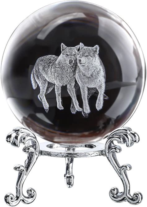 Amazon Zeershee Mm Wolf Crystal Decor Ball With Stand D Glass