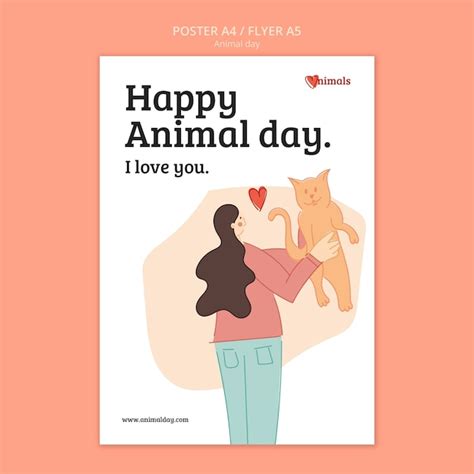 Modelo de cartaz vertical do dia mundial dos animais PSD Grátis