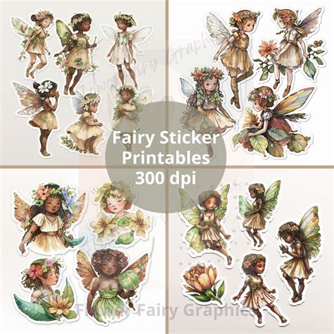 Vintage Fairy Art Printable Stickers Fairy Clipart Junk Journal