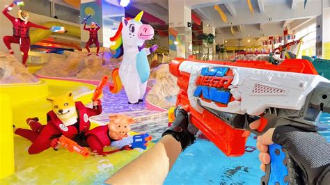 Nerf War Water Park SPA Battle 8 Nerf First Person Shooter YouTube