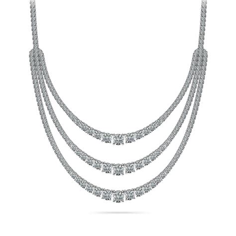 Triple Row Graduated Diamond Tennis Necklace Raven Jewelers