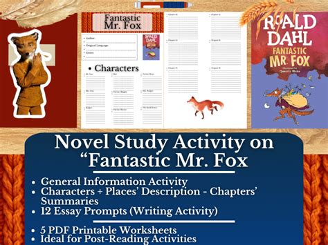 Novel Study Worksheets On Fantastic Mr Fox Roald Dahl By Teach Simple