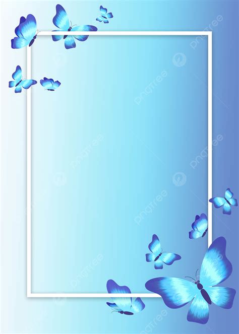 Blue Butterfly Border Light Blue Gradient Beautiful Background