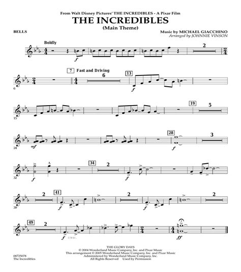 The Incredibles Main Theme Arr Johnnie Vinson Bells By Michael Giacchino Concert Band