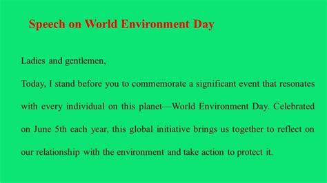 Speech On World Environment Day World Environment Day Speech