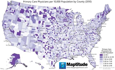 Maptitude Map U S Primary Care Physicians