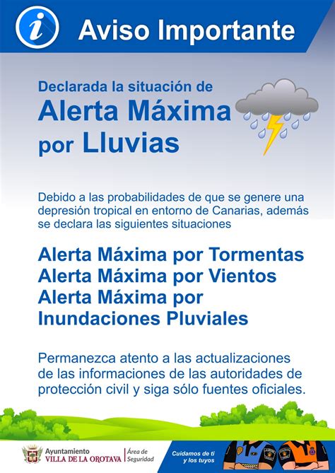 Informaci N Ante Alerta M Xima Por Lluvias Villa De La Orotava