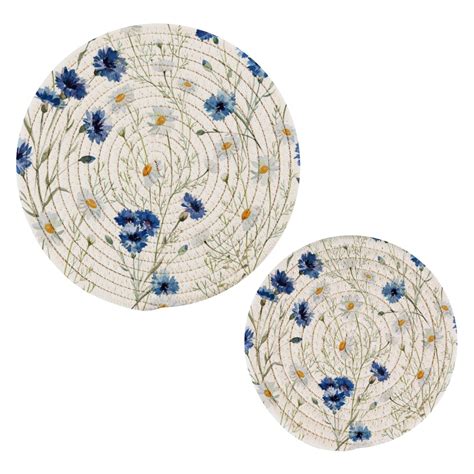 Amazon Qwthum Trivets For Hot Dishes Pots And Pans Potholders Woven Trivet Cotton Round