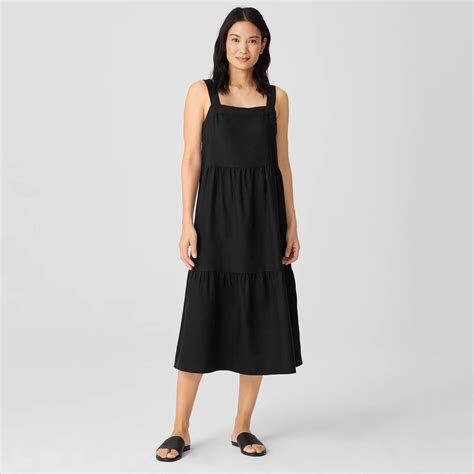 Organic Linen Tiered Dress EILEEN FISHER