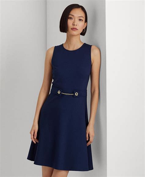 Lauren Ralph Lauren Womens Belted Ponte Dress Macys