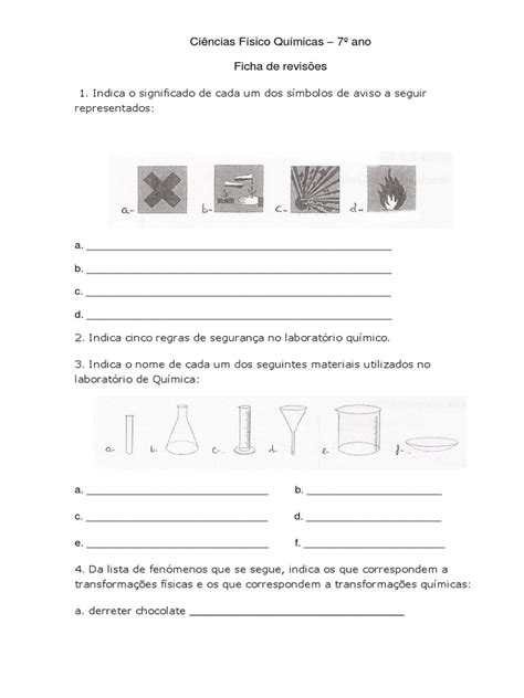 Ciências Físico Químicas 7º Ano Ficha De Revisões Química Materiais