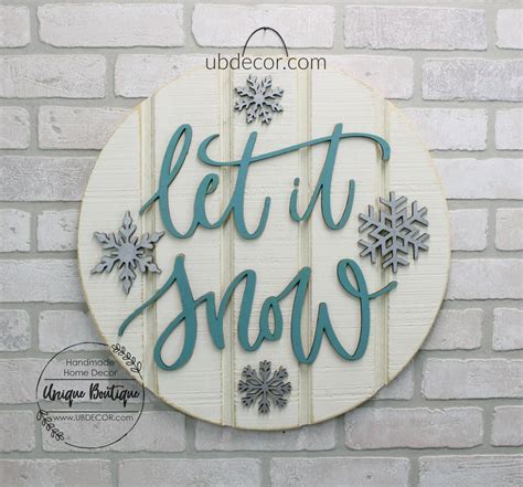 Let It Snow Door Sign Snowflake Door Hanger Modern Rustic Etsy